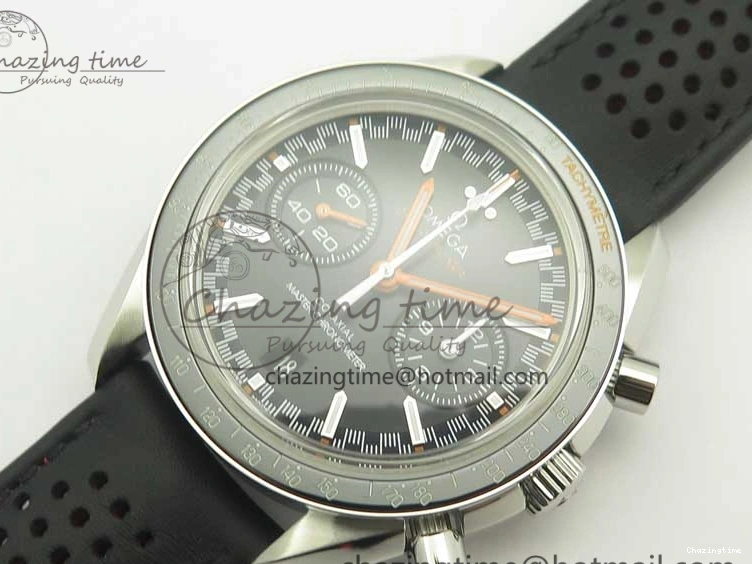 1224 Racing Master Chronometer OMF 1:1 Best Edition Black Dial Orange Hand on Black Leather Strap A Contemporary 7999
